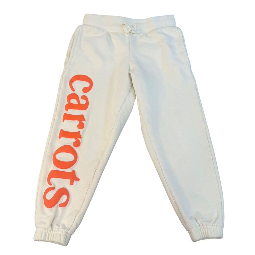 Carrots by Anwar Carrots Kids Joggers‎ Cream Orange Logo Sweatpants Size 4/5 XS